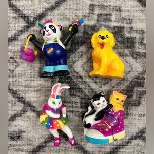Vintage Lisa Frank PVC Figurine Lot Cake Topper Panda Casey Bunny Sneaker Cat